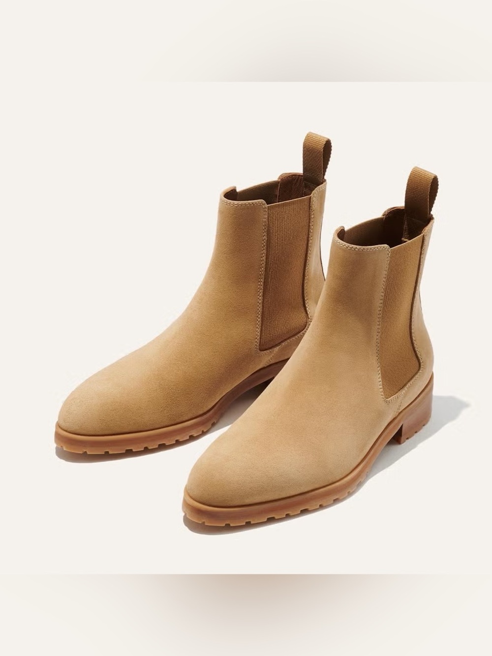 Margaux Suede Chelsea Boots Sandstone Beige Size 40 Lug Sole